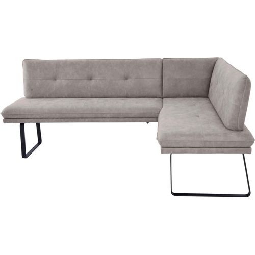 Eckbank K+W KOMFORT & WOHNEN, grau (hellgrau), B:207cm H:87cm T:157cm, Sitzbänke, Polstereckbank in Spitzkissenoptik, Sitz und Rücken gesteppt