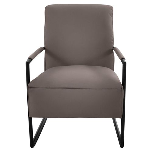 Cocktailsessel K+W KOMFORT & WOHNEN, braun (sattel), B:62cm H:77cm T:83cm, Sessel, mit bezogenen Armlehnen, Gestell in Metall schwarz Struktur