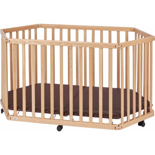 Laufgitter TISSI "Buche Natur, 6-eckig" beige (natur) Baby Laufställe zusammenklappbar; Made in Europe