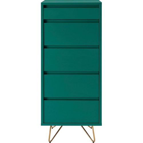 Hochkommode SALESFEVER, grün (grün, gold), B:45cm H:110cm T:40cm, MDF, Sideboards, Spiegel im Klappdeckel