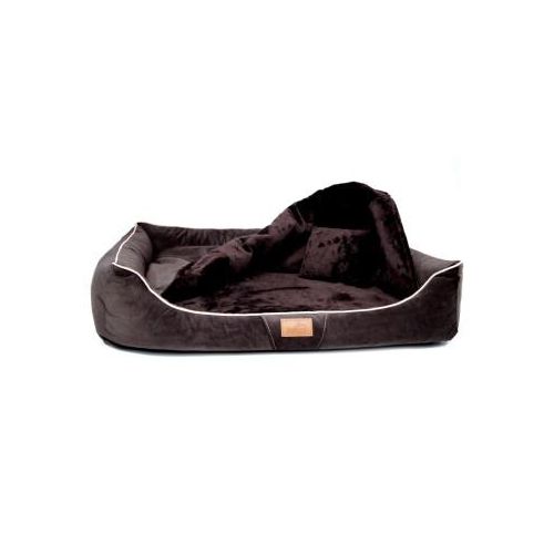 Tierlando ® RUDOLPH - Orthopädisches Hundebett inkl. Schonbezug mit Hundedecke braun 1,1 m, 25 cm, 90 cm