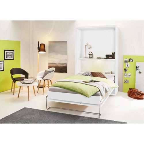 Schrankbett PRIESS "Ancona", weiß, H:211cm, Schrankbetten, mit Regal und LED-Beleuchtung