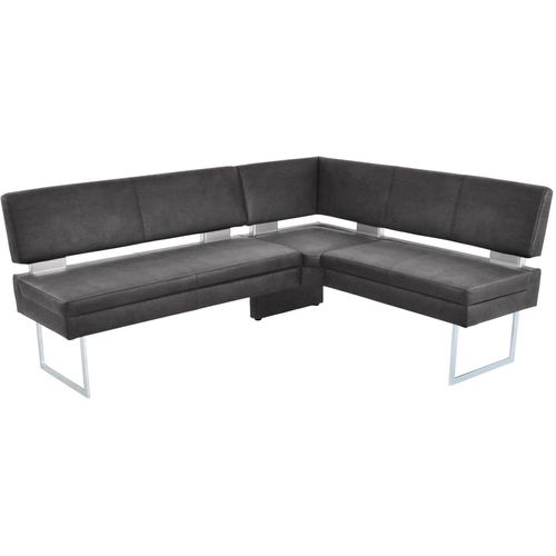 Eckbank K+W KOMFORT & WOHNEN, braun (schoko 78), B:199cm H:89cm T:158cm, Sitzbänke, langer Schenkel links oder rechts, mit dekorativen Distanzhalter