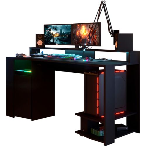 Kinderschreibtisch PARISOT "Gaming" Tische Gr. B/H/T: 150cm x 85cm x 60cm, schwarz Kinder Gamingtisch, Jugendschreibtisch, Schreibtisch, inkl. LED Beleuchtung