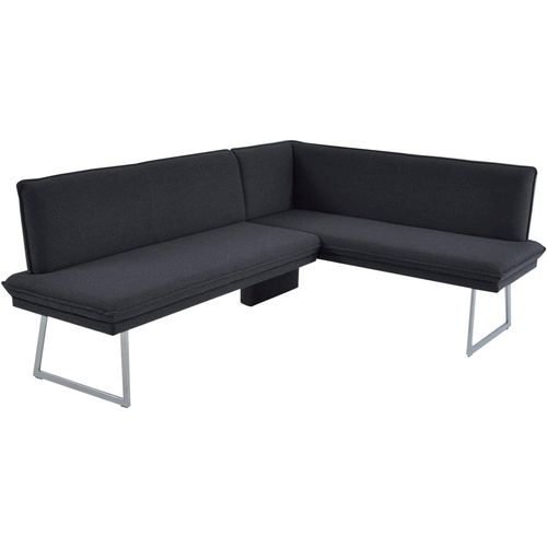 Eckbank K+W KOMFORT & WOHNEN, blau (marine), H:86cm T:60cm, Sitzbänke, mit Sattlernaht und schmaler Kufe, langer Schenkel rechts oder links