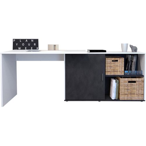 Eckschreibtisch FMD "Valley", weiß (weiß, matera, weiß, matera, weiß, matera), B:118cm H:75cm T:60,5cm, Tische, Eckschreibtisch, Breite 118 cm