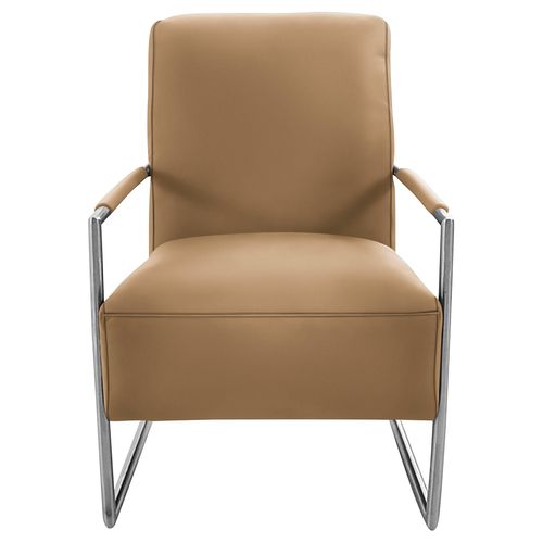 Cocktailsessel K+W KOMFORT & WOHNEN, braun (cognac), B:62cm H:77cm T:83cm, Sessel, mit bezogenen Armlehnen, Gestell in Metall Edelstahloptik