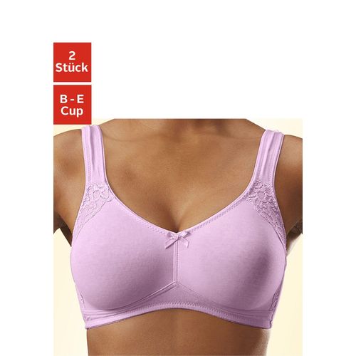 Soft-BH PETITE FLEUR Gr. 75, Cup C, lila (flieder, weiß) Damen BHs Baumwoll-Wäsche BH Bügelloser-BH BH-Set ohne Bügel, aus Baumwolle