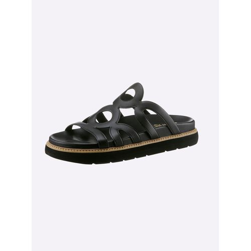 Pantolette HEINE, Damen, Gr. 39, schwarz, Glattleder, Glattleder, modisch, Schuhe