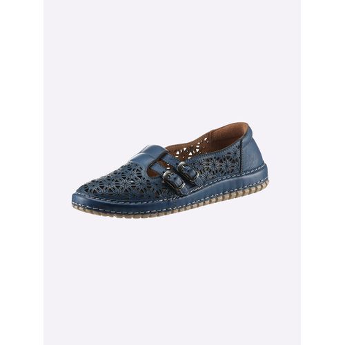 Slipper GEMINI, Damen, Gr. 36, blau (royalblau), Leder, Schuhe
