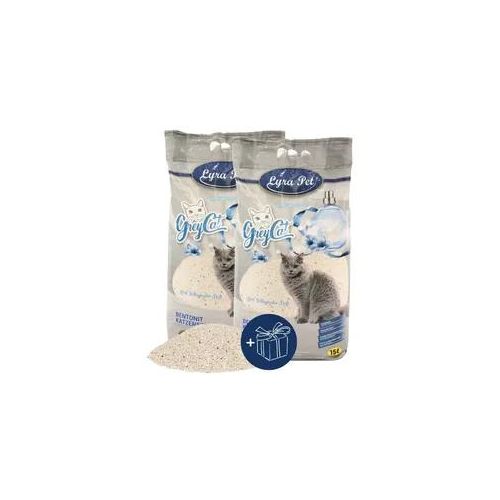 2 x 15 Liter Lyra Pet® GreyCat® Katzenstreu + Geschenk