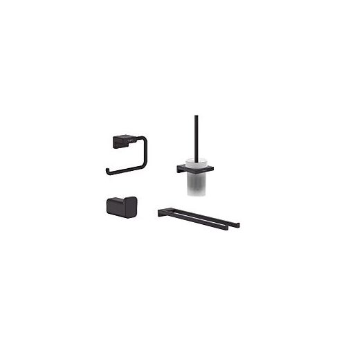 hansgrohe AddStoris Bad Accessoires Set schwarz matt, Handtuchhalter, Haken, Bürstengarnitur, Papierhalter