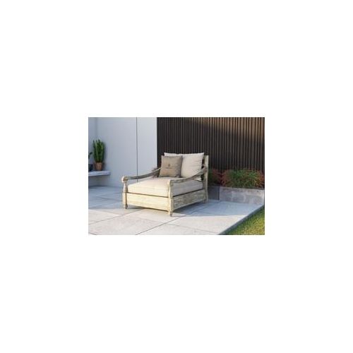 IBIZA 90's Bali Loungesessel, greywashed/beige, FSC-Teakholz/Olefin, 90 x 93 x 82 cm