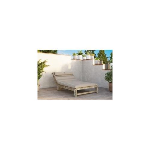 IBIZA 90's Raja Gartenliege, greywashed/beige, FSC-Teak/Olefin, 220 x 130 x 91 cm