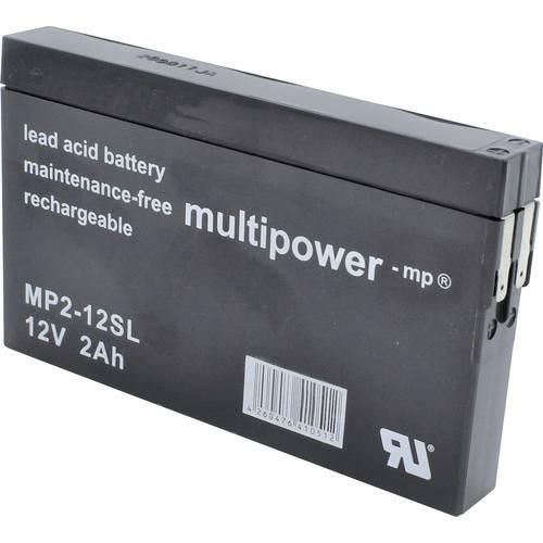 multipower MP2-12SL MP2-12SL Bleiakku 12 V 2 Ah Blei-Vlies (AGM) (B x H x T) 148 x 90 x 20 mm Flachstecker 4.8 mm Wartungsfrei, Geringe Selbstentladung