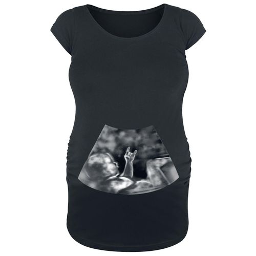 Umstandsmode Ultraschall Metal Hand Baby T-Shirt schwarz in XL