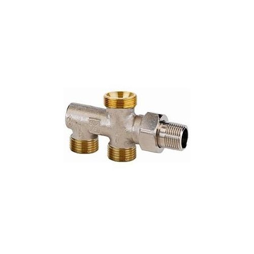 Heimeier Duolux Einrohrverteiler 3802-02.000 DN 15, 50/50, ohne Absperrung, Rotguss vernickelt