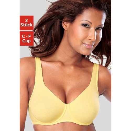 Minimizer-BH PETITE FLEUR, Damen, Gr. 105, Cup C, gelb (gelb, weiß), Jersey, Obermaterial: 90% Baumwolle, 10% Elasthan, klassisch, BHs, mit Bügel aus Baumwolle