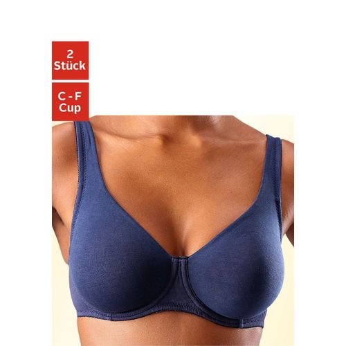 Minimizer-BH PETITE FLEUR, Damen, Gr. 90, Cup E, blau (marine, weiß), Jersey, Obermaterial: 90% Baumwolle, 10% Elasthan, klassisch, BHs, mit Bügel aus Baumwolle