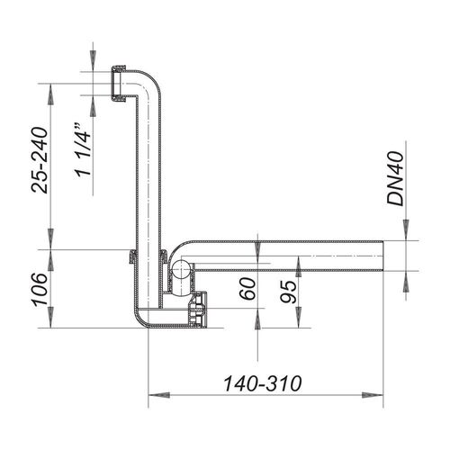 Dallmer Kondensat-Siphon 136.1 1 1/4" x DN 40, waagerecht 026118