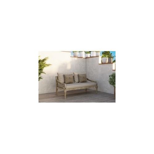 IBIZA 90's Sumble 2-Sitzer Sofa, greywashed/beige, FSC-Teak/Olefin, 166 x 80 x 77 cm