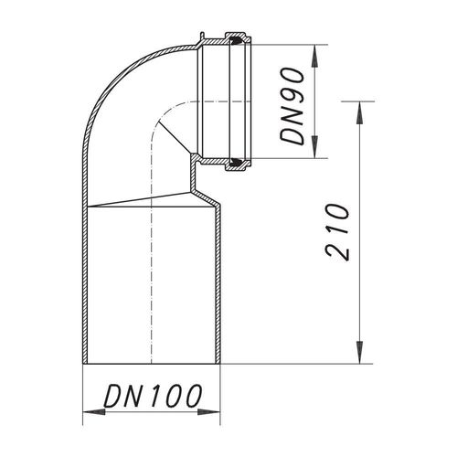 Dallmer Wand-WC-Bogen 88 90 Grad DN 90 x DN 100 320186