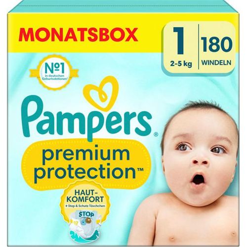 Pampers Windeln Premium Protection Gr.1 Newborn (2-5 kg), Halbmonatsbox (180 St)