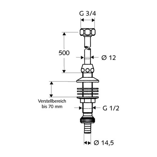 Schell Spülengarnitur Verstellbereich 1-70, DN 15 G 1/2" x12, Chrom 039080699