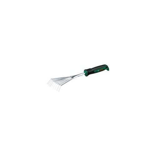Garten Handfächerbesen Edelstahl, Handrechen grün/schwarz, Breite 12cm