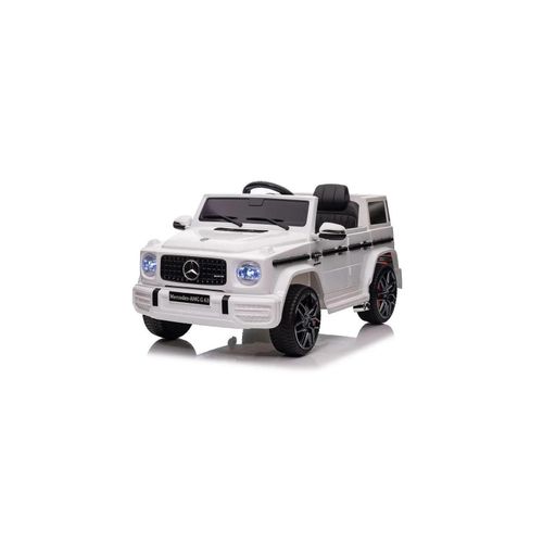 ES-Toys Kinder Elektroauto Mercedes G63 AMG Batterieanzeige Softstart 2,4 GHz weiss