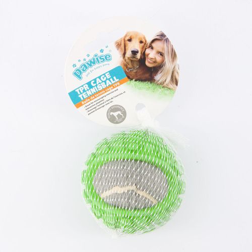 Grauer Tennisball im grünem TPR Cage 7,5cm