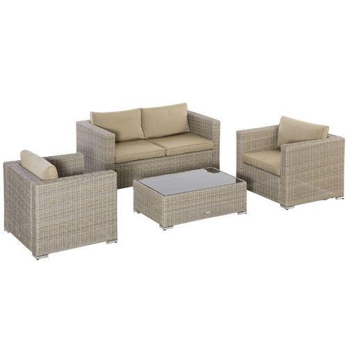 4-tlg. Polyrattan Gartenmöbel Set Gartengarnitur Garten-Set Sitzgruppe Loungeset Loungemöbel mit Cou