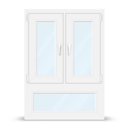 Fenster mit Unterlicht, Kunststofffenster aluplast Ideal 4000, Weiß, 885 x 1260 mm, zweiteilig mit Dreh-Kipp-Öffnung, individuell konfigurieren