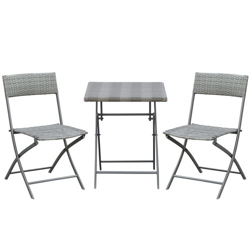 Outsunny Bistroset Polyrattan 3tlg. Balkonmöbel Set Sitzgruppe Gartenmöbel 60x72x60cm