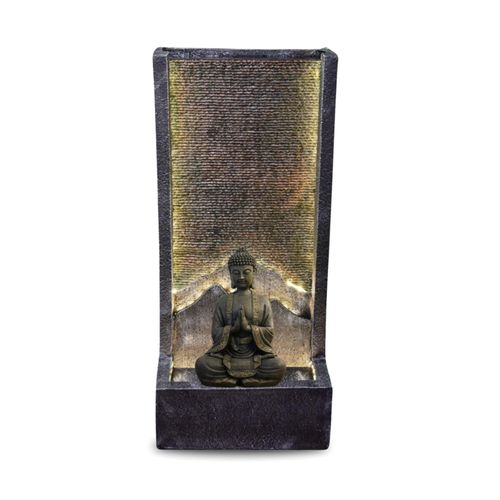 Zen'Light Großer Gartenbrunnen mit Statuette aus Kunstharz - H100 46x100x35cm