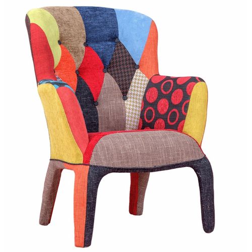 Nest dream Vintage-Sessel mit Patchwork-Stoff gepolstert, patchwork 75x102x76cm