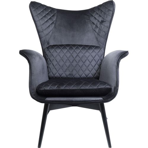 Kare Design Sessel aus schwarzem Samt und lackierter Buche 78x100x80cm