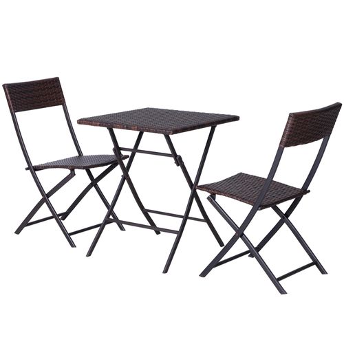 Outsunny Bistroset Polyrattan 3tlg. Balkonmöbel Set Sitzgruppe Gartenmöbel 60x72x60cm