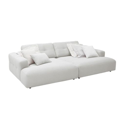 Kawola Big Sofa aus Feincord, weiß 167x86x300cm