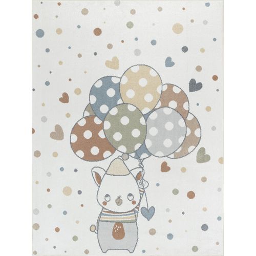 Surya Maschinenwaschbarer Kinderteppich Ballons Mehrfarbig/Beige 160x213 213x1x160cm