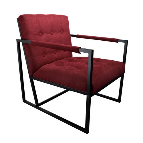 SVITA Cocktailsessel aus Stoff mit schwarzem Stahlrahmen, rot 69x73x53cm