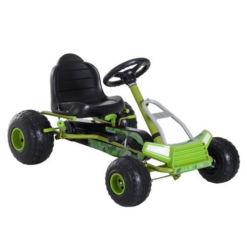 Homcom Kinder Go Kart mit Verstellbarem Sitz, Grün,95 x 66,5 x 57cm 95x57x67cm