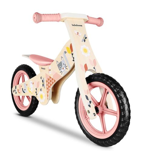 Beeloom Kinderfahrrad ohne Pedale in Naturholz rosa 67x38x15cm