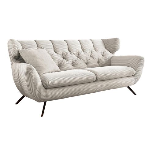 Kawola 2,5-Sitzer Sofa aus Cord, cremeweiß 95x94x200cm