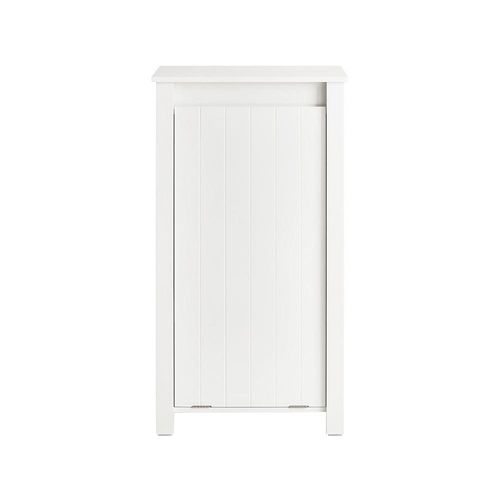 SoBuy Wäscheschrank mit ausklappbarem Wäschesack Holz Weiß 45x85x35cm