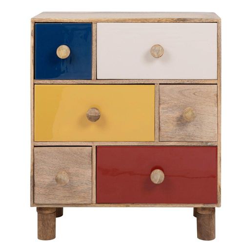 Maisons du Monde Kleinmöbel mit 6 Schubladen aus Mangoholz, mehrfarbig 49x57x24.2cm