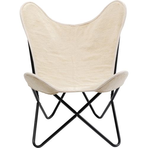 Kare Design Sessel mit Seide-Bezug und Stahlgestell, beige und schwarz 70x93x75cm