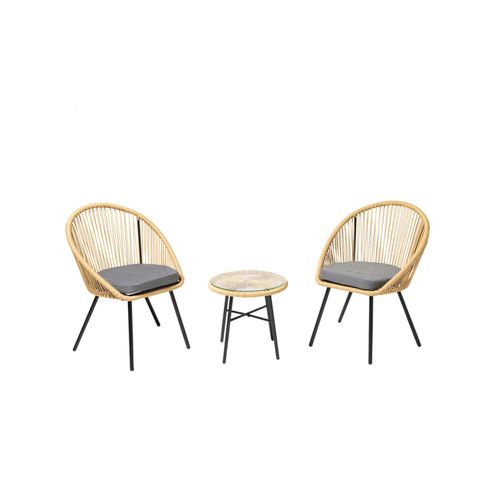 Concept Usine Balkonmöbel 2 Sessel und 1 Tisch, beige 165x83x59cm