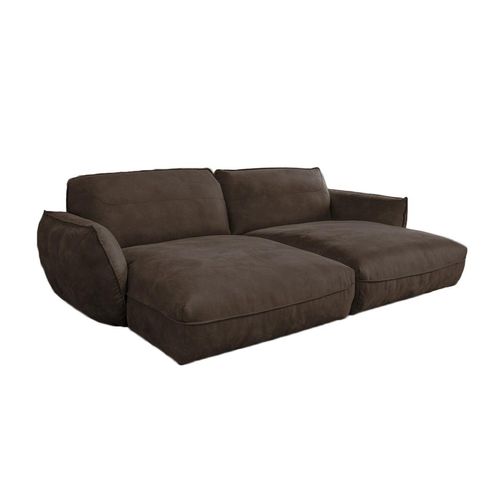 Kawola Big Sofa aus Lederimitat, dunkelbraun 180x88x280cm