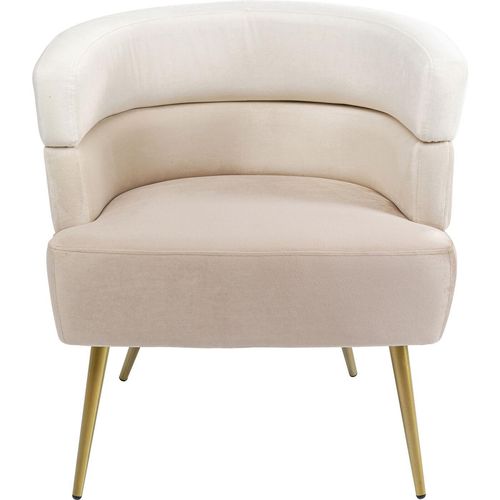 Kare Design Sessel in Samt-Optik mit Stahlbeinen, beige und gold 65x74x64cm